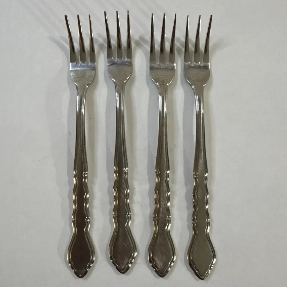 4 Vintage MCM Cocktail Forks - Estia ESI14 - 6” - Stainless Steel